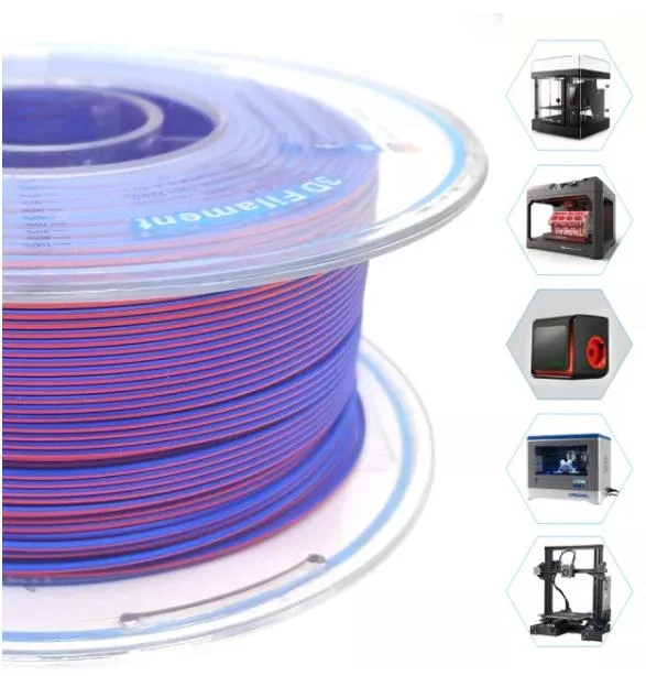 Factory Wholesale 3D Printers Dual Color Matt Red-Blue Silk PLA Filaments Children 3D Idrawing Pens Filaments 3D Printing Gifts Materials 1.75mm 2.85mm 1000g