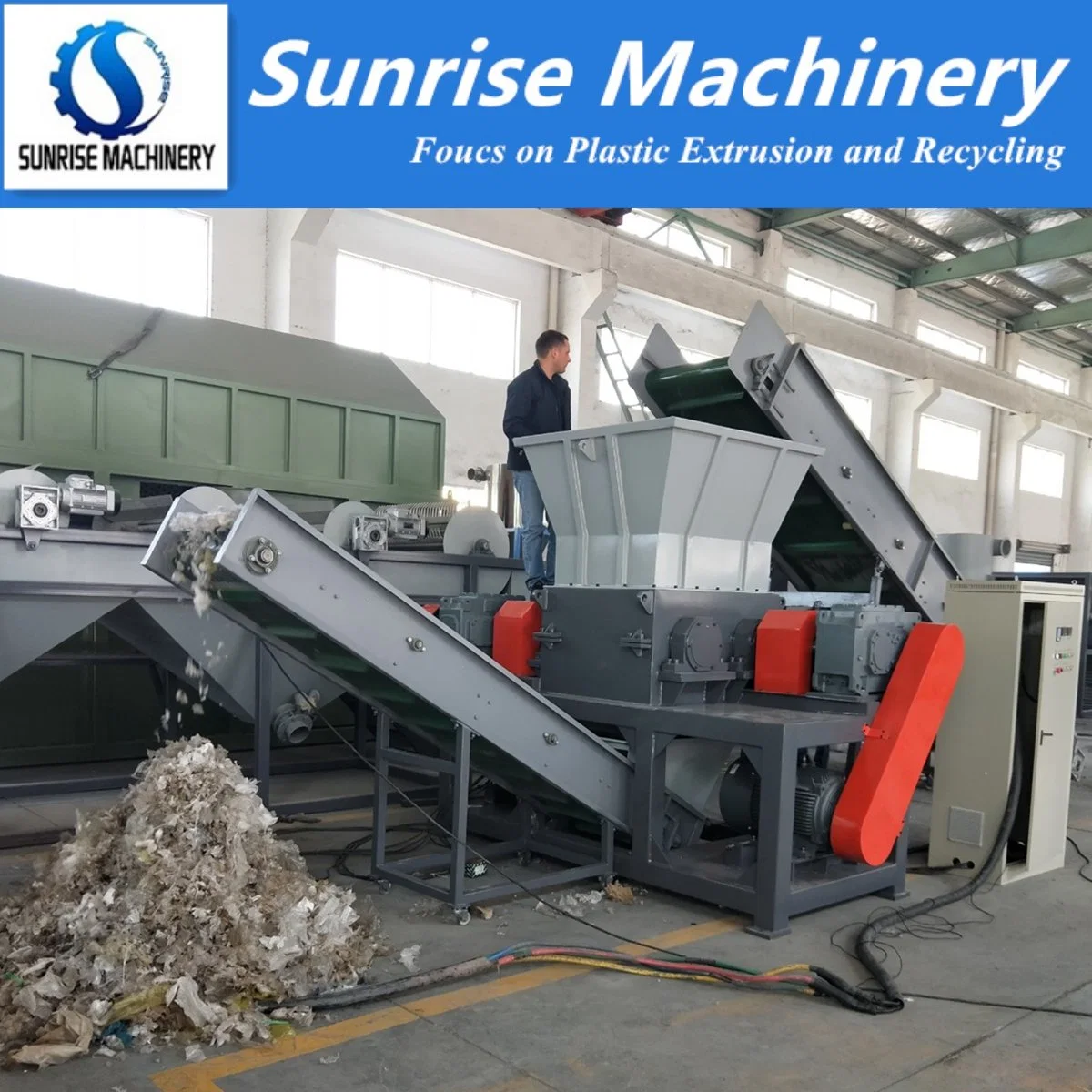 Plastic PVC HDPE Pipe Profile Crusher Machine Bottle/ Lump Hose Wood/ Film/ Big Bag Single Shaft Shredder Grinder/Grinding/Crushing/Recycling Machine