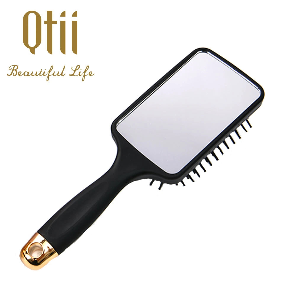 Fashion Air Cushion Paddle Shape Hair Brush Back Side with Mirror Bottom for All Hair Types