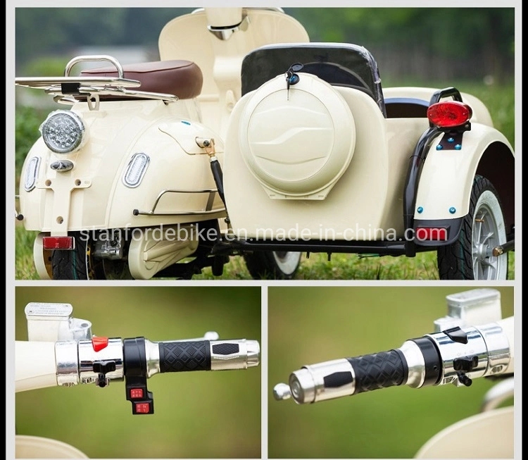 Three Wheel 1000W 1500W Vespa Electric Scooter Bike Tricycle Motorcycle with Sidecar