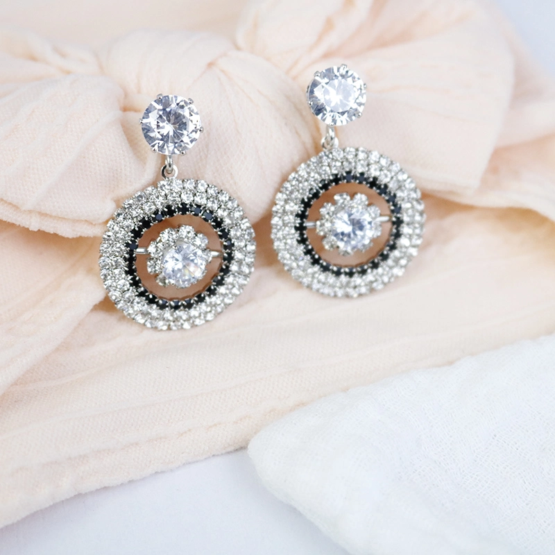 Crystal Big Geometric Round Shape Drop Earrings Fashion Earring Designs Dangle Earring