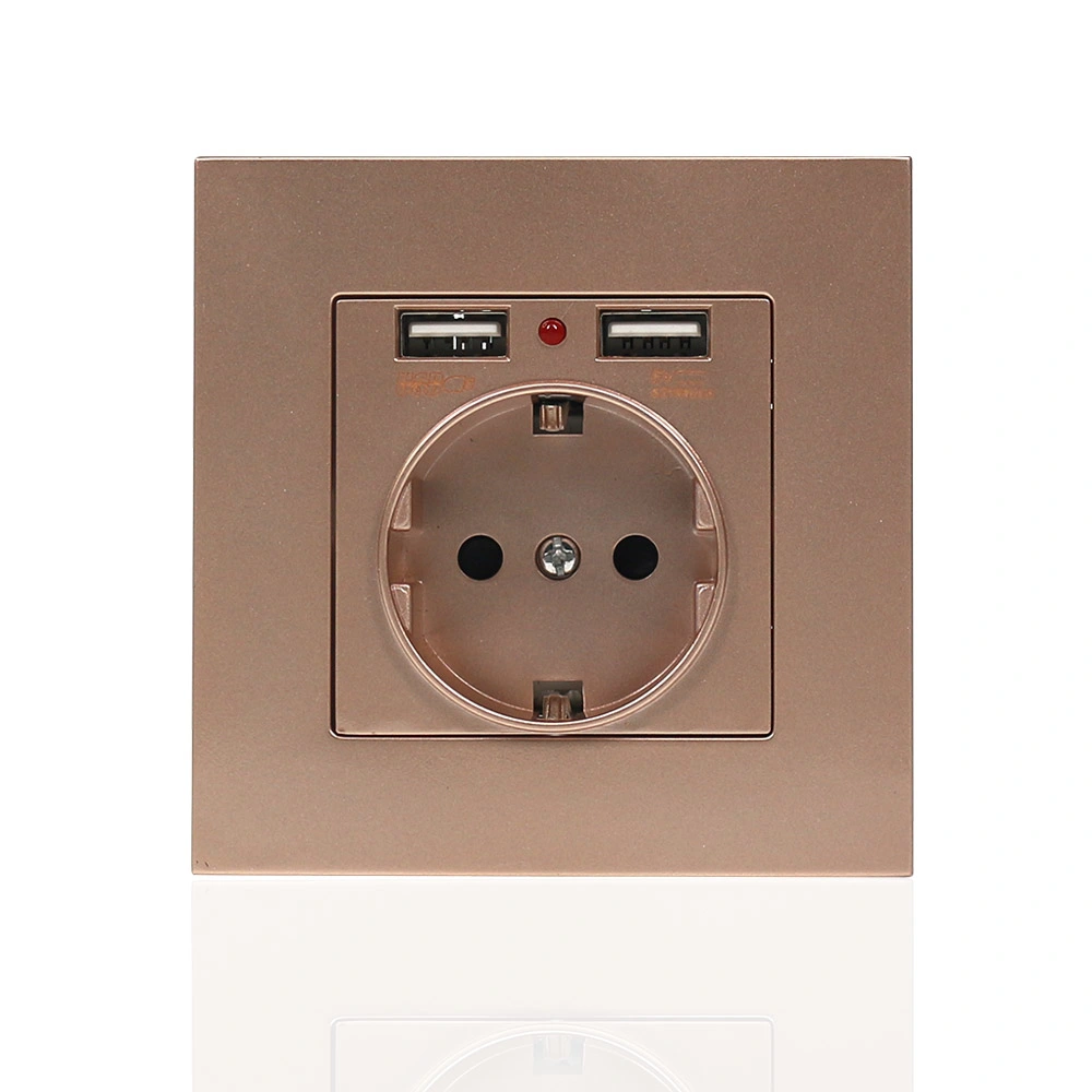 White Black Gold Grey Silver Color EU Standard Germany Electrical Power Socket with Type a USB