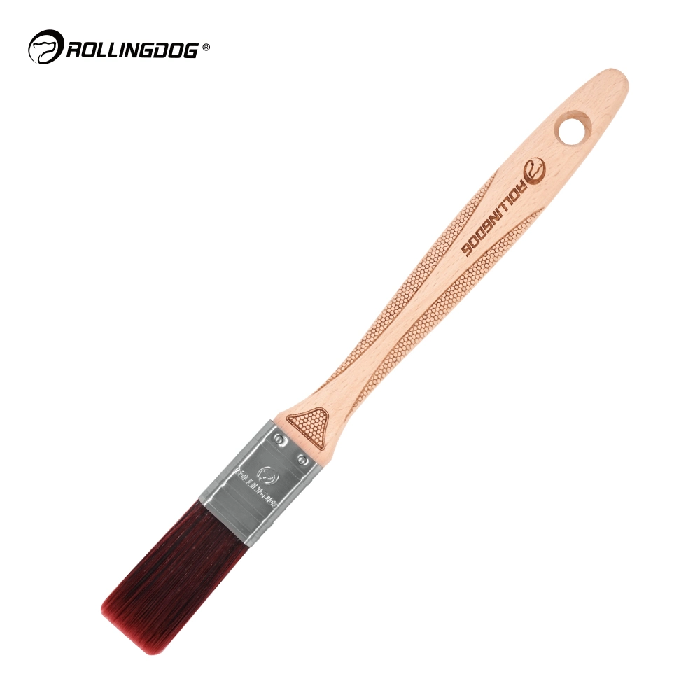 Rollingdog PRO Doberman&trade; 10265 Beech Wood 1" Laser Engraved Handle Flat Paint Brush