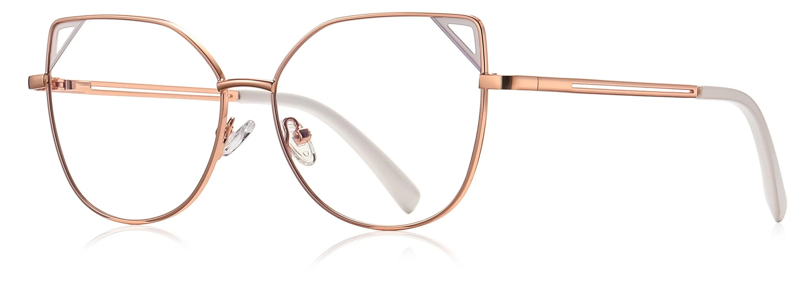 Adorable Cat Eye Shape Full Rim Hollowed-out Border Readymade Gloss Multi-Color Metal Women Optical Frames