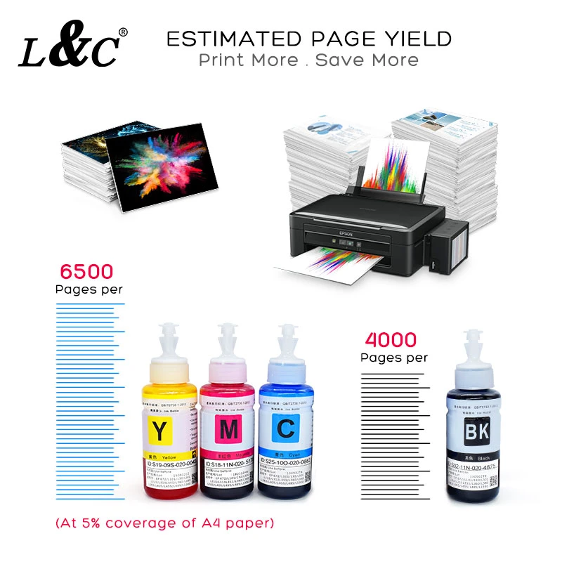 664 T664 Reabasteça compatível de tinta para Epson Impressora de Tinta L3050/L3060/L3070/L100/L110/L120/L132//L200/L210/L222/L312 /L300 664