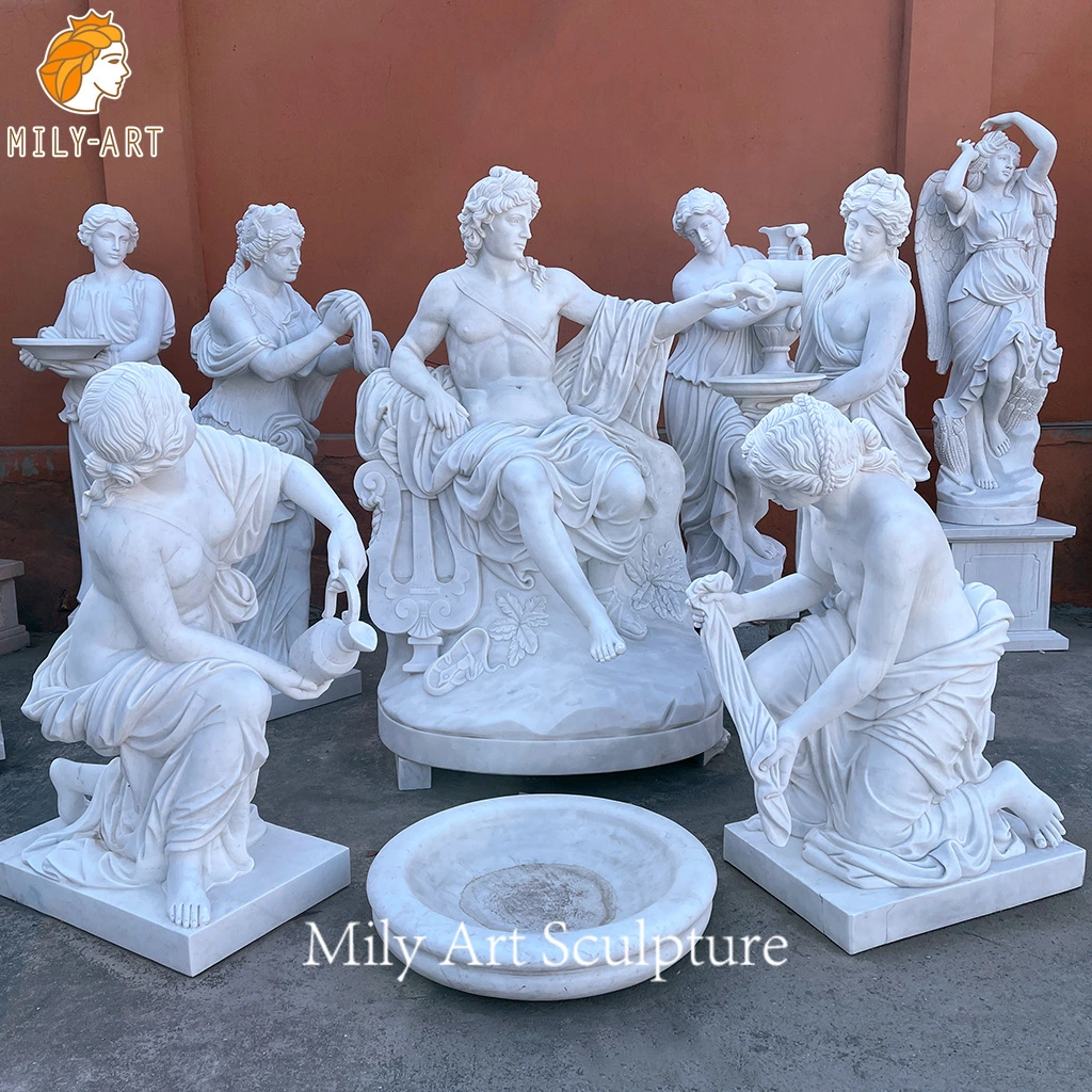 High quality/High cost performance  Stock Hand Carved Marble Greek Statue Apollo Bathing Set Sculpture