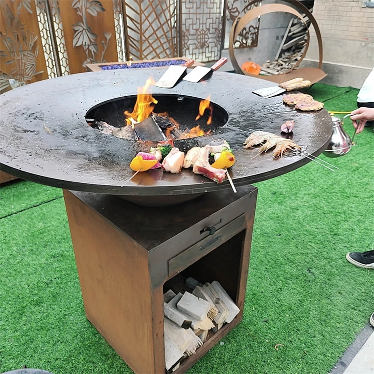 Corten Steel Barbecue Charcoal Grill Outdoor Barbecue Party