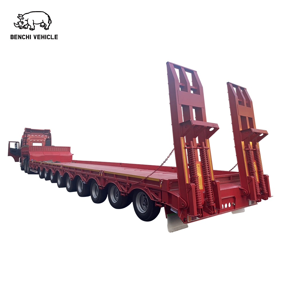 High Strenth Multi Axle Low Bed Semi Trailer 60 80 100 Tons Lowboy Truck Semi Trailer Lowbed Semi Trailer