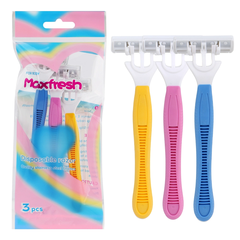 D334L Private Label Poly Bag Packing Triple Blade Pivoting Head Disposable Razor Men Gender Shaving Razor Haward Razor