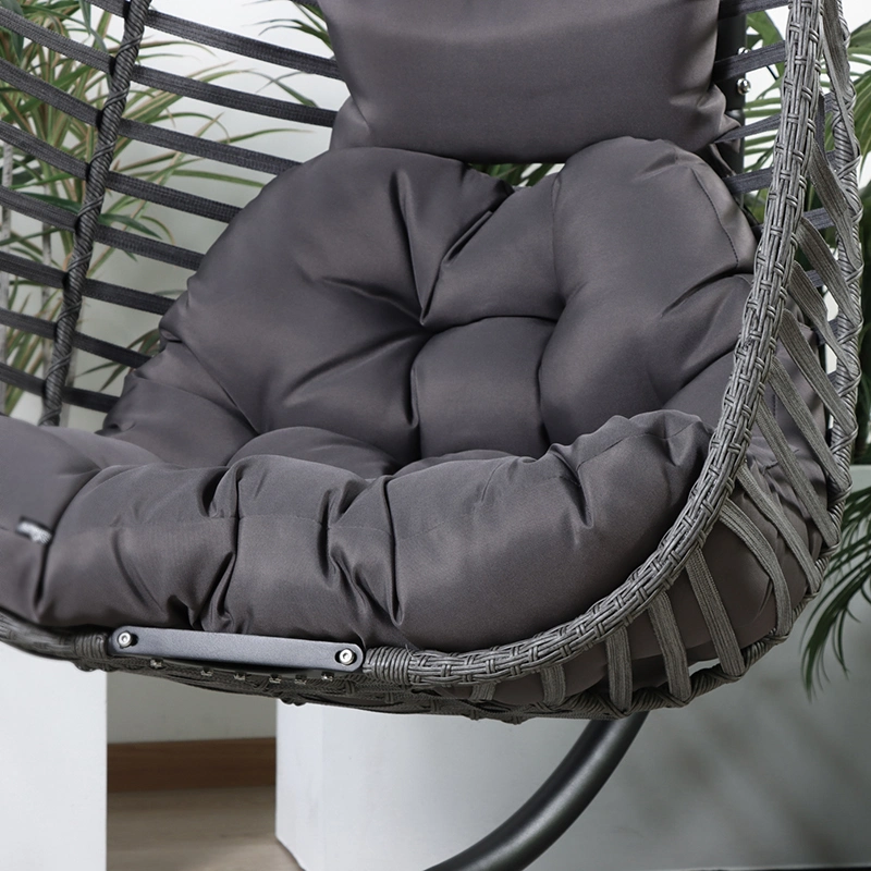 Patio Garden Customized OEM Wicker Swing Hanging Chair with Stand