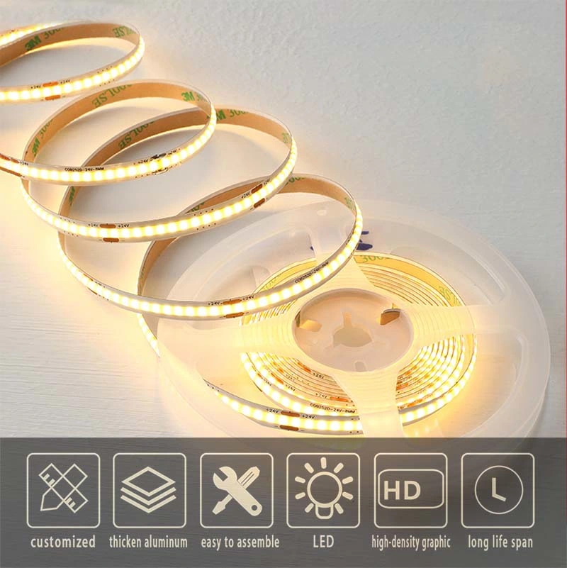 Slim flexible resistente al agua de alta densidad para Lightstrip COB tira de LED RGB