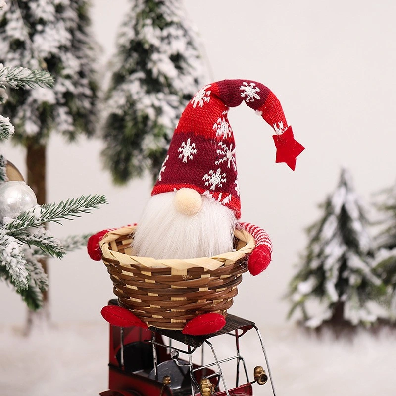 Europäische und amerikanische neue Weihnachtsschmuck Faceless Old man Candy Korb Bambus Kleine Holding Korb Creative Home Geschenke Dekoration
