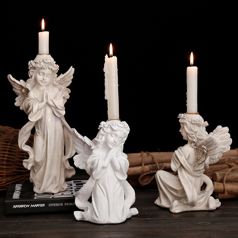 Set of 3 Cherubs Angels Statue Candle Holder for Indoor Outdoor Patio Garden Decorations