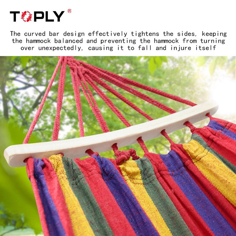 Anti-Rollover Outdoor Canvas Hammock with Curved Stick