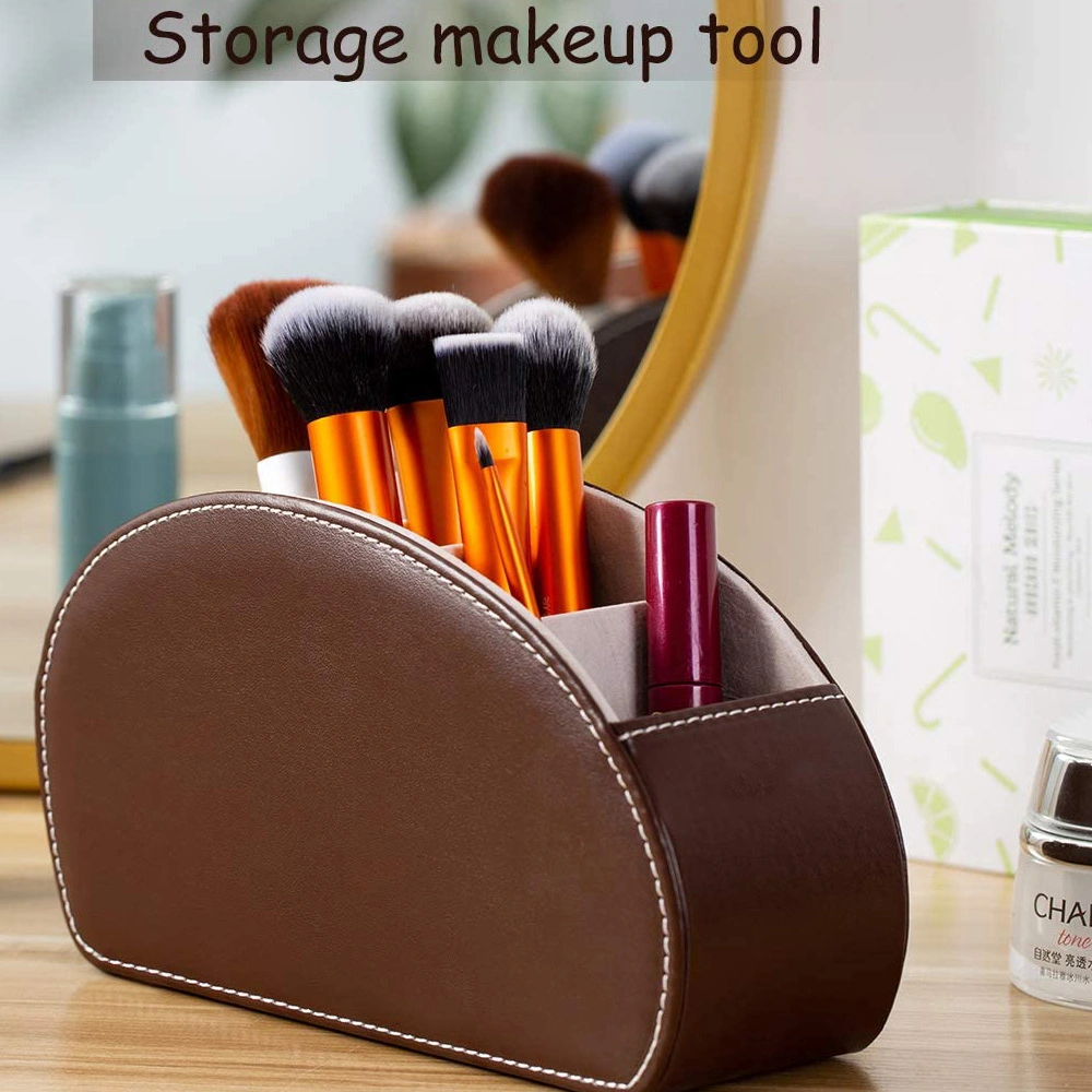 Étui de maquillage Porte-crayon haut de gamme Organisateur de bureau en cuir Boîte de rangement de luxe