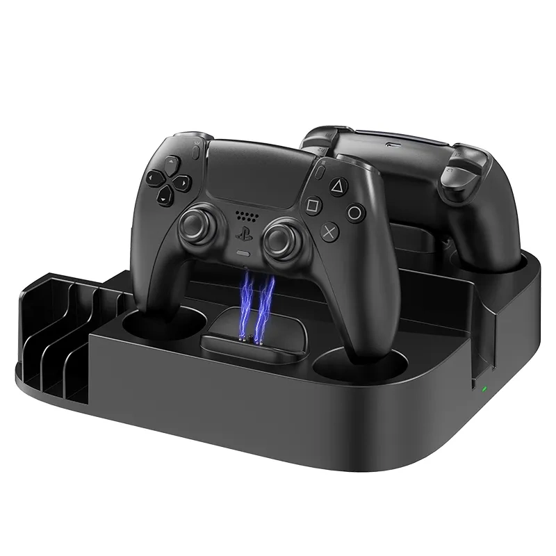 Vertical Stand for PS5 with Cooling Fan 3 Adjustable Level and Controller Charger Dock Fast Charging with LED Indicator