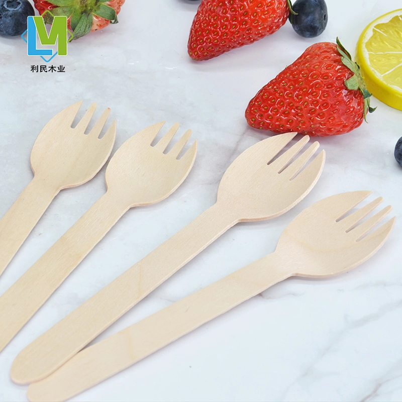 Manufacturer Custom Logo Wooden Cutlery Fork Spoon Set Disposable Eco Friendly