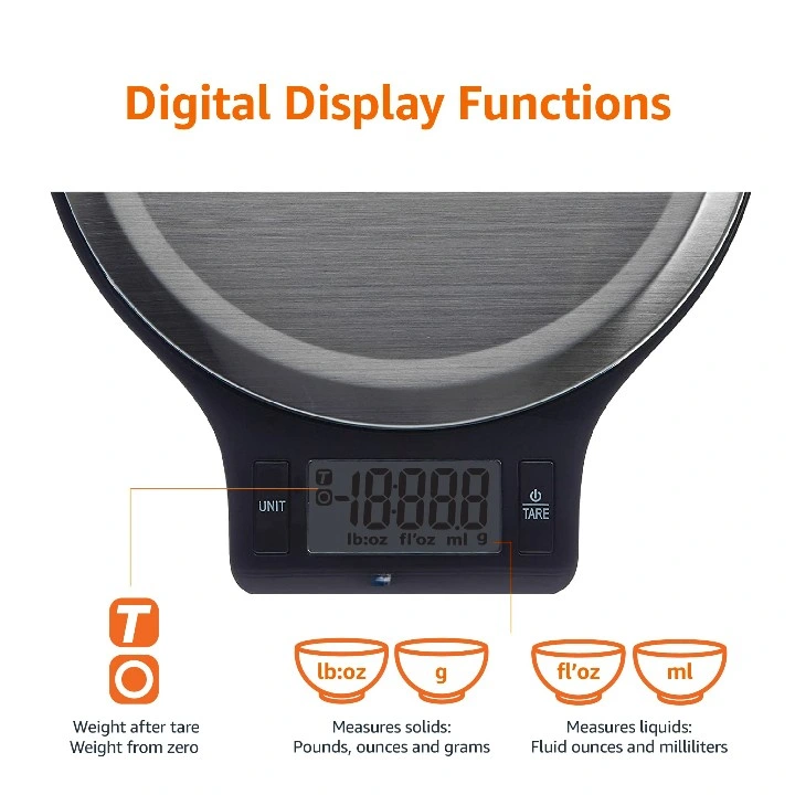 Affichage LCD précis à chaud en acier inoxydable numérique Balance de cuisine