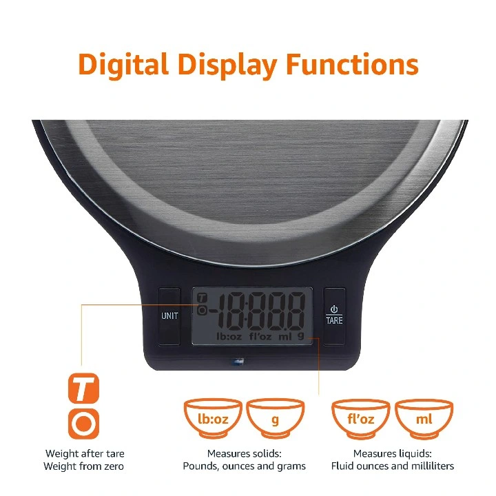 Accurate Hot Sale LCD Display up Pounds Stainless Steel Digital Kitchen Scale