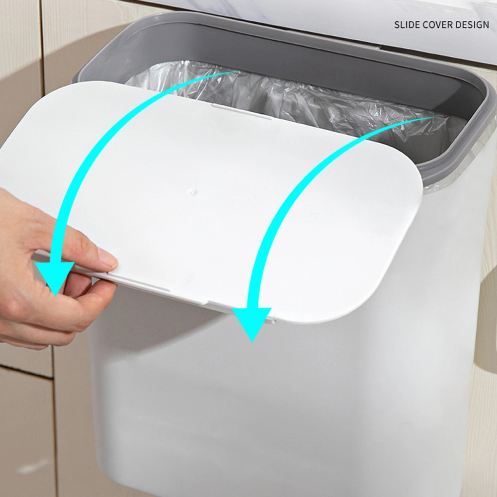 Wall Mounted Slide Cover Garban Bin Trash Can Garbage Pail