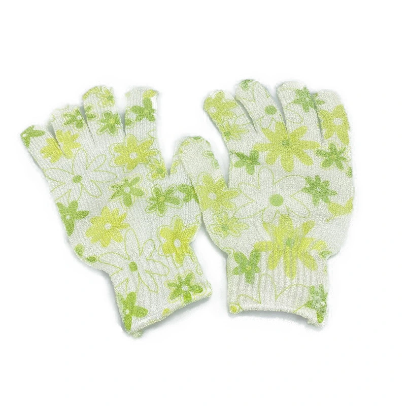 Printed Five-Finger Gloves Nylon Shower Gloves