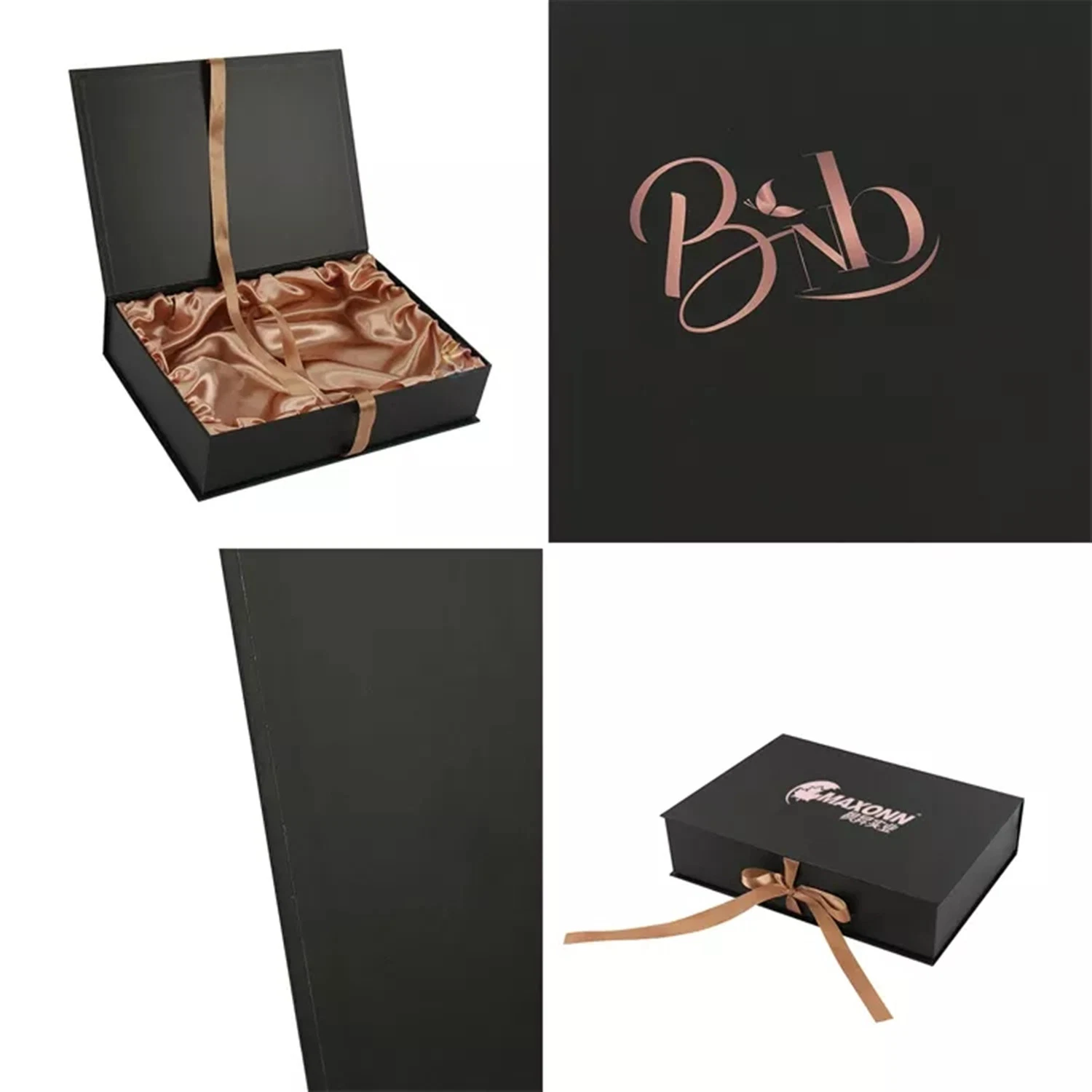 Definir el logotipo Negro vacío Cosmetics cartón Caja de embalaje cuerpo Guarda tapas y cajas de regalo base