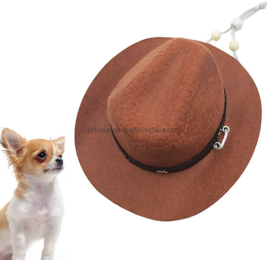 Cowboy Hat Dog Pet Costume Accessories with Adjustable Rope Design Wbb12443