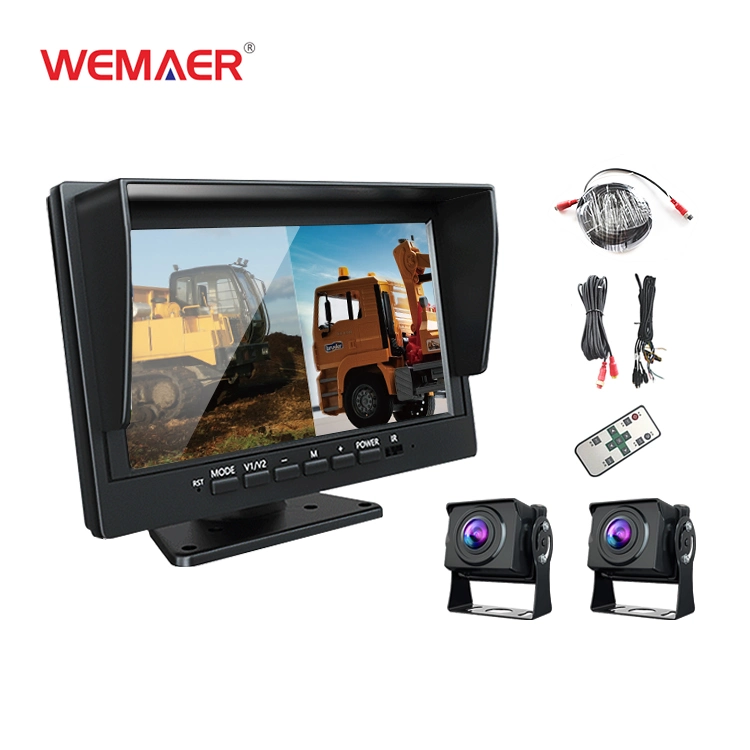 Caméra de voiture 2 voies avant arrière Wemaer OEM Auto Electronics Moniteur de stationnement écran 7 pouces moniteur de voiture avec enregistrement de conduite