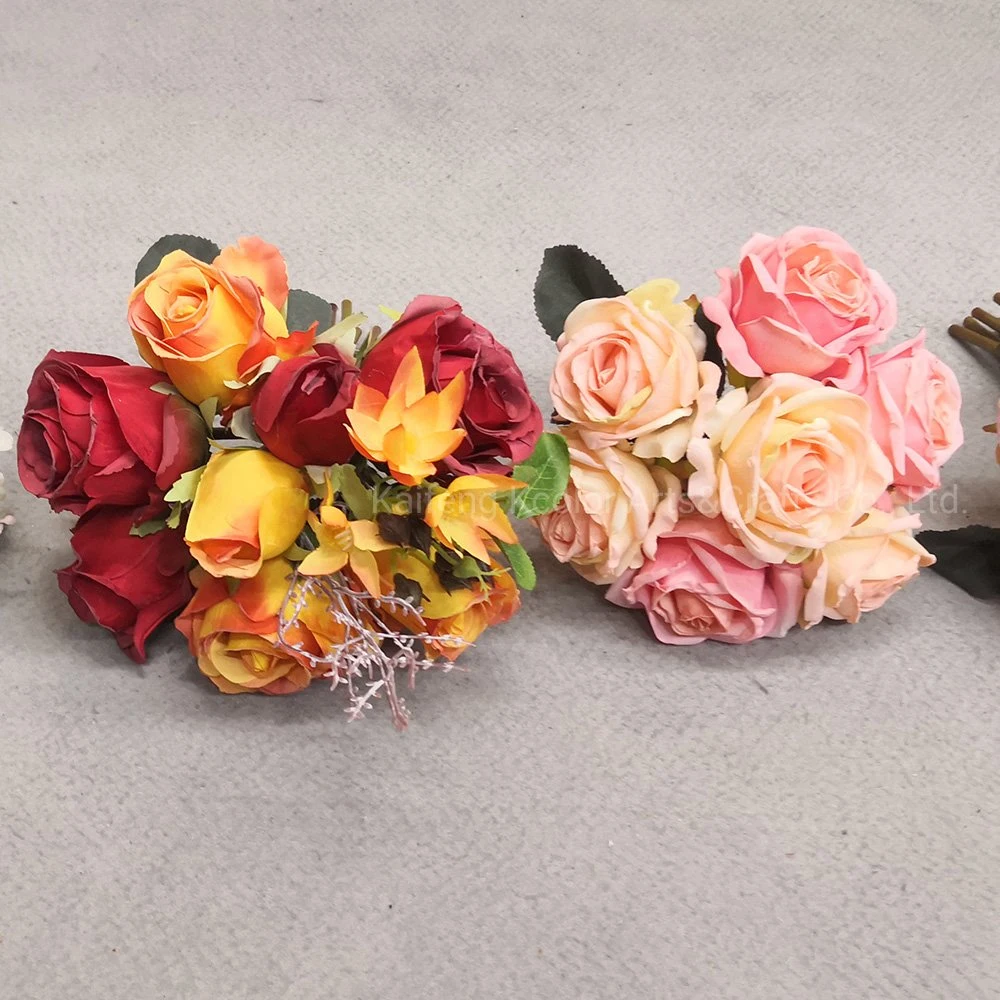 Wedding Decorative Silk Flower Bouquet Wholesale/Supplier Rose Artificial Flower for Home Decoration