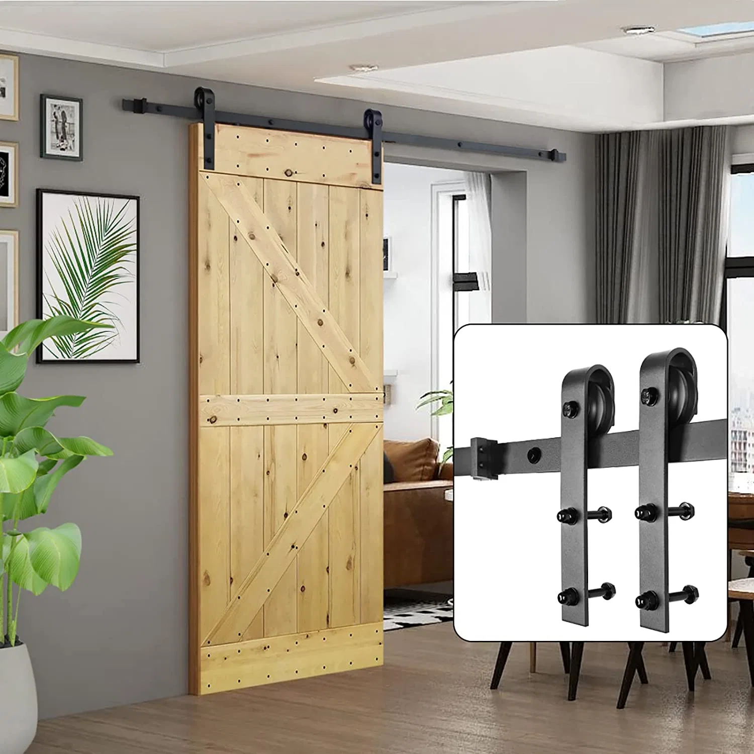 Factory Price American Type Classic Carbon Steel Sliding Barn Door Hardware Kit