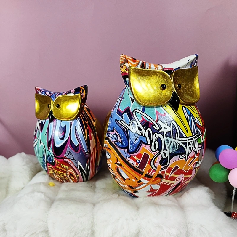 Owl Statue for Home Decor Creative Dazzling Ceramic Crafts Owl Ornaments Home Wine Cabinet Living Room Decorations