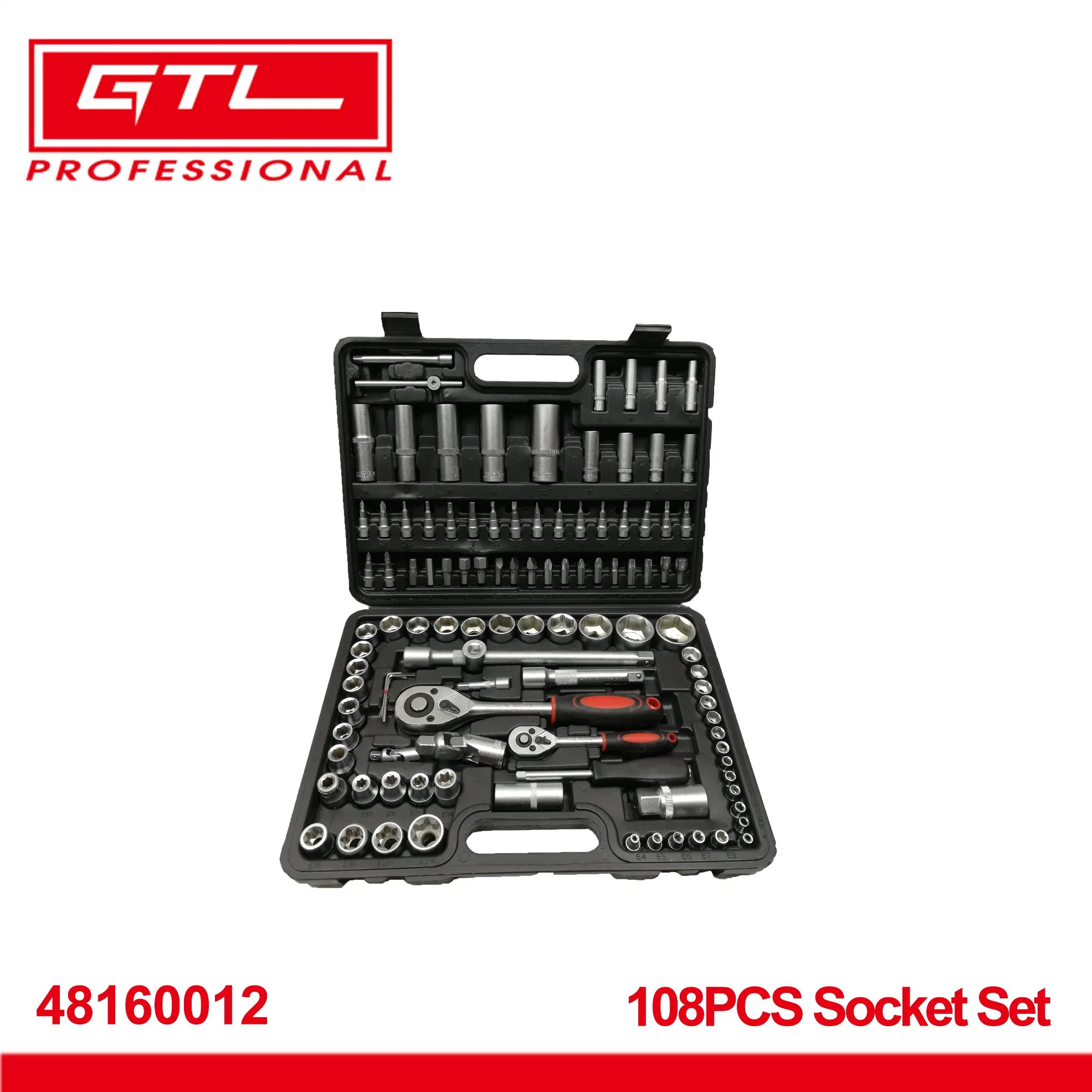 108PCS 1/2" &1/4" Drive Wrench Socket Set Metric, External Torx Screwdriver Bit Kit, Quick Release Ratchet Spanner Extension Bar, Socket Set