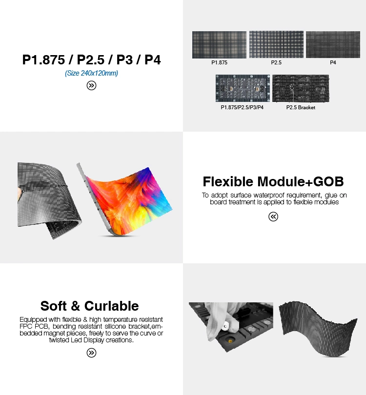 Terminal buiding flexible OLED-Bildschirm P1,25 P1,5 LED-Display flexibel