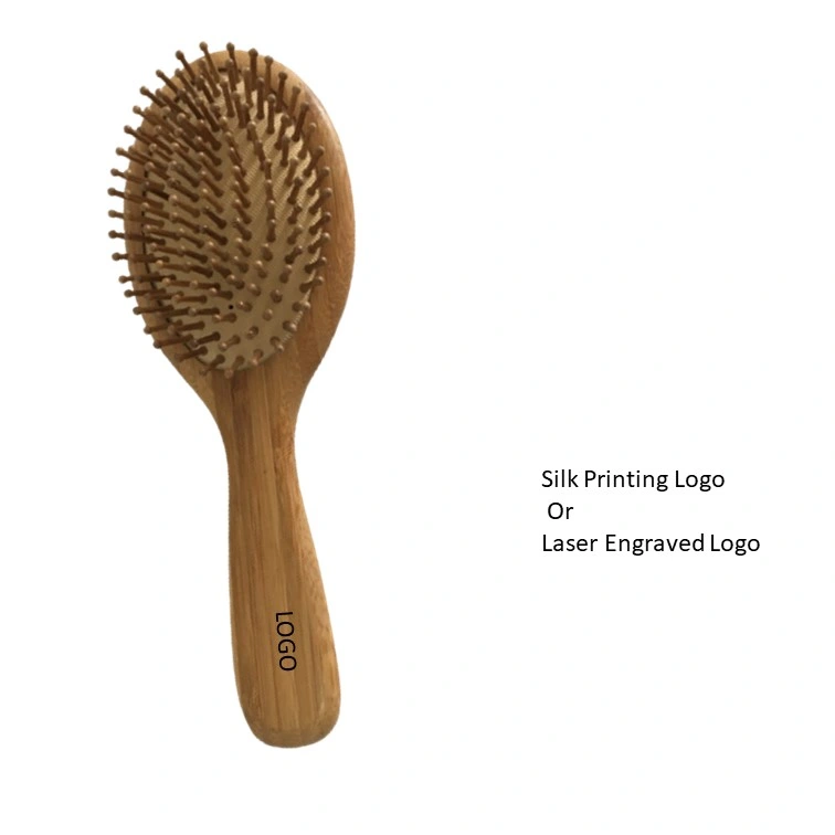 Amazon Venta caliente 100% de la paleta de bambú Detangling cepillos para el cabello Cuidado del pelo Tool