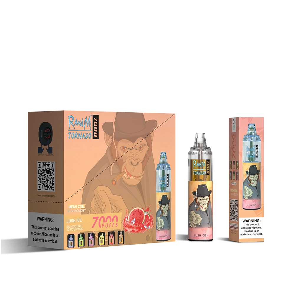 Оптовая торговля Puffs Randm Tornado 7000 7000 с технологией RGB Puffs одноразовые Vape освещения