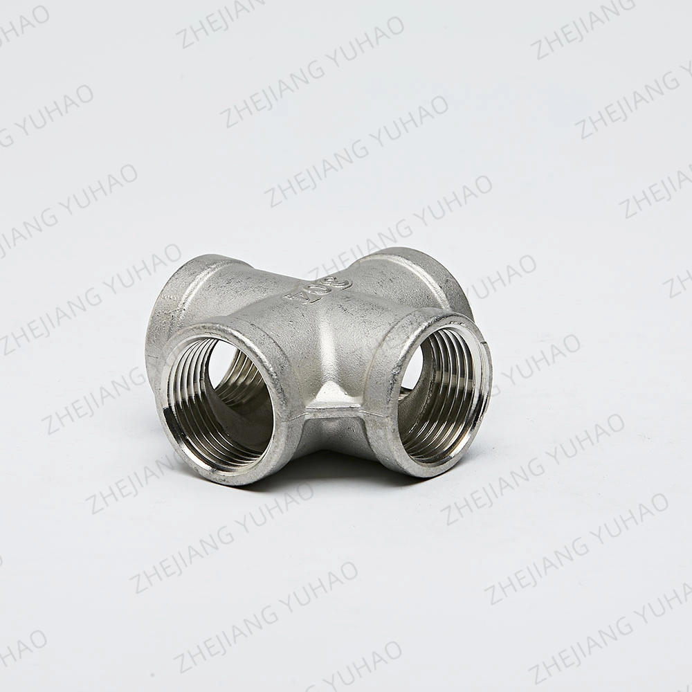 DN15 to DN100 Thread Cross Stainless Steel 304/316L Grade 4 Way Tee