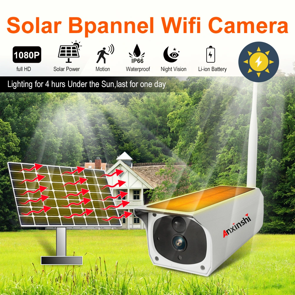 Anxinshi OEM 2MP Solar Powered WiFi Bullet Camera