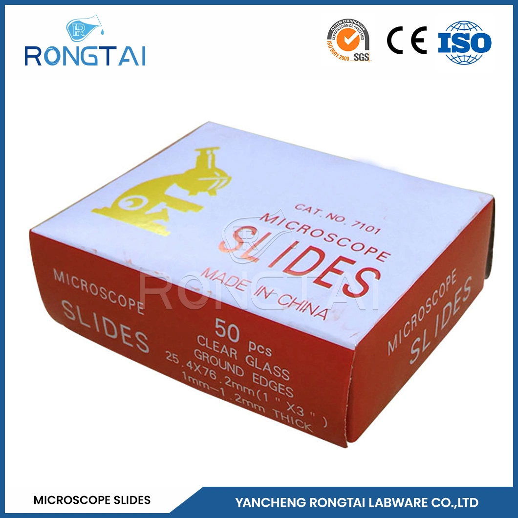 Rongtai Lab Slide Price Manufacturing Square Glass Slides China 7101 7102 7105 7107 7109 Positive Charged Microscope Slides