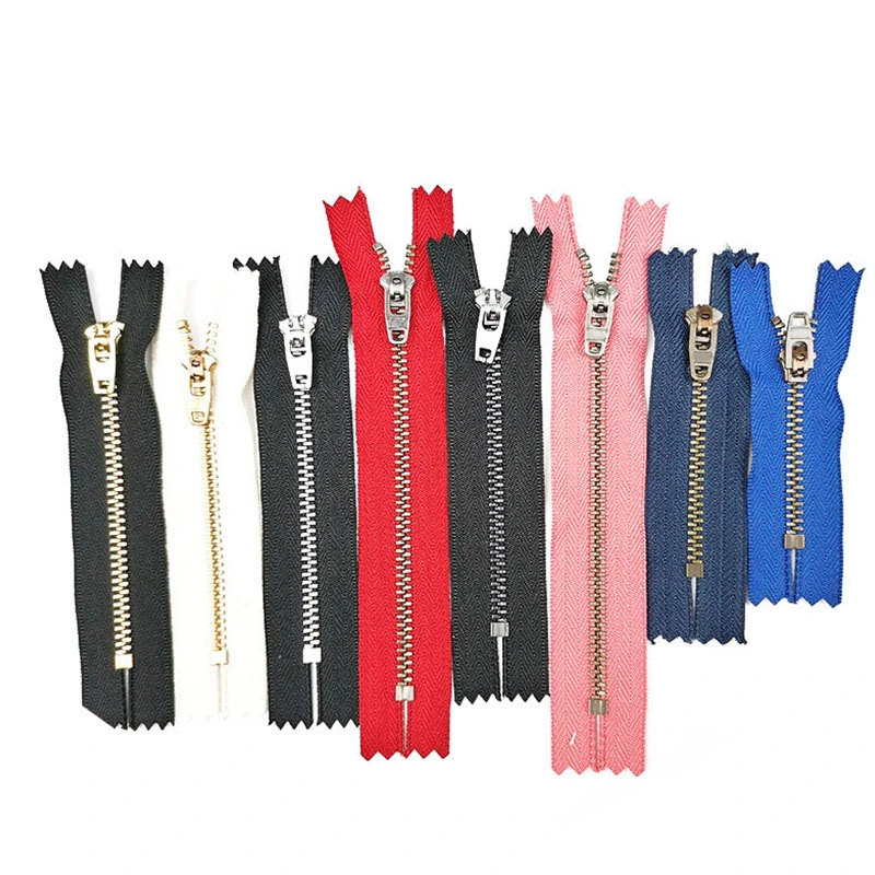 Custom Denim Zippers Tape #3#4 Puller Metal Brass Zip Semi-Lock Sliders Cremallera Metalica Jeans Zipper for Clothes Bag Garment