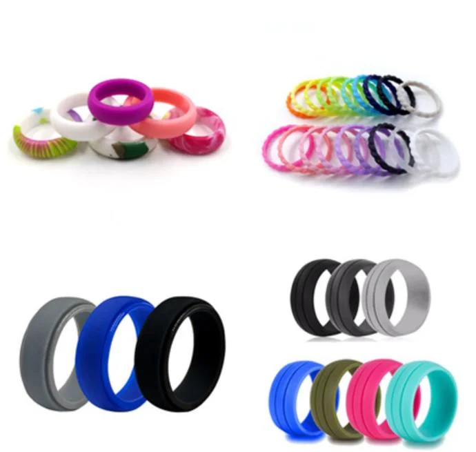 Promotion Gift Durable Sports Training Ring Stylish Silicone Ring Band with Fine Flash Chic Silicone Wedding Rings for Women