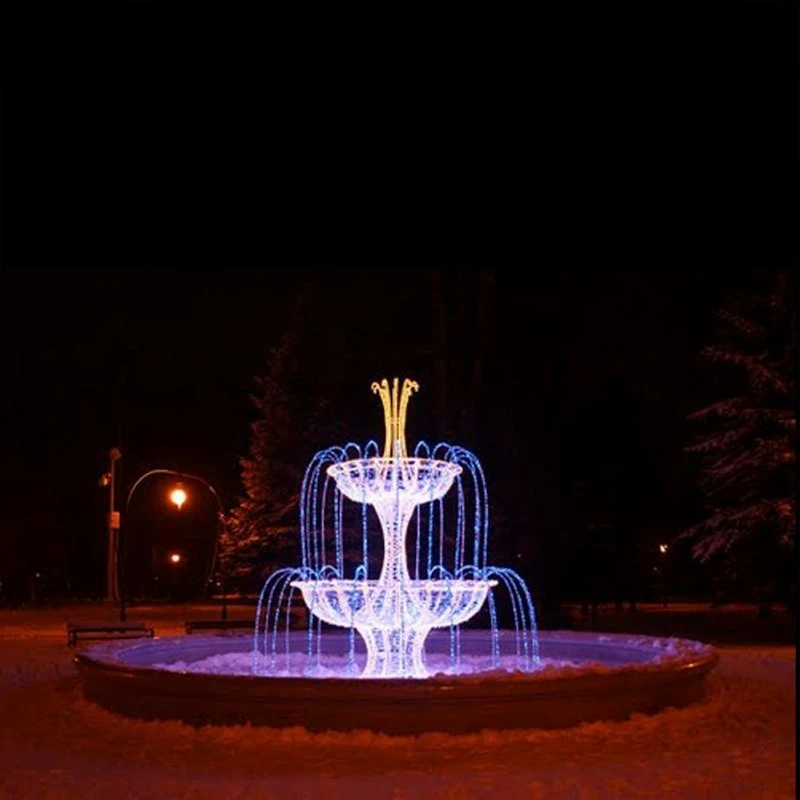 Benutzerdefinierte kommerzielle Dekoration LED-Outdoor-Motiv Licht 3D Brunnen Skulptur