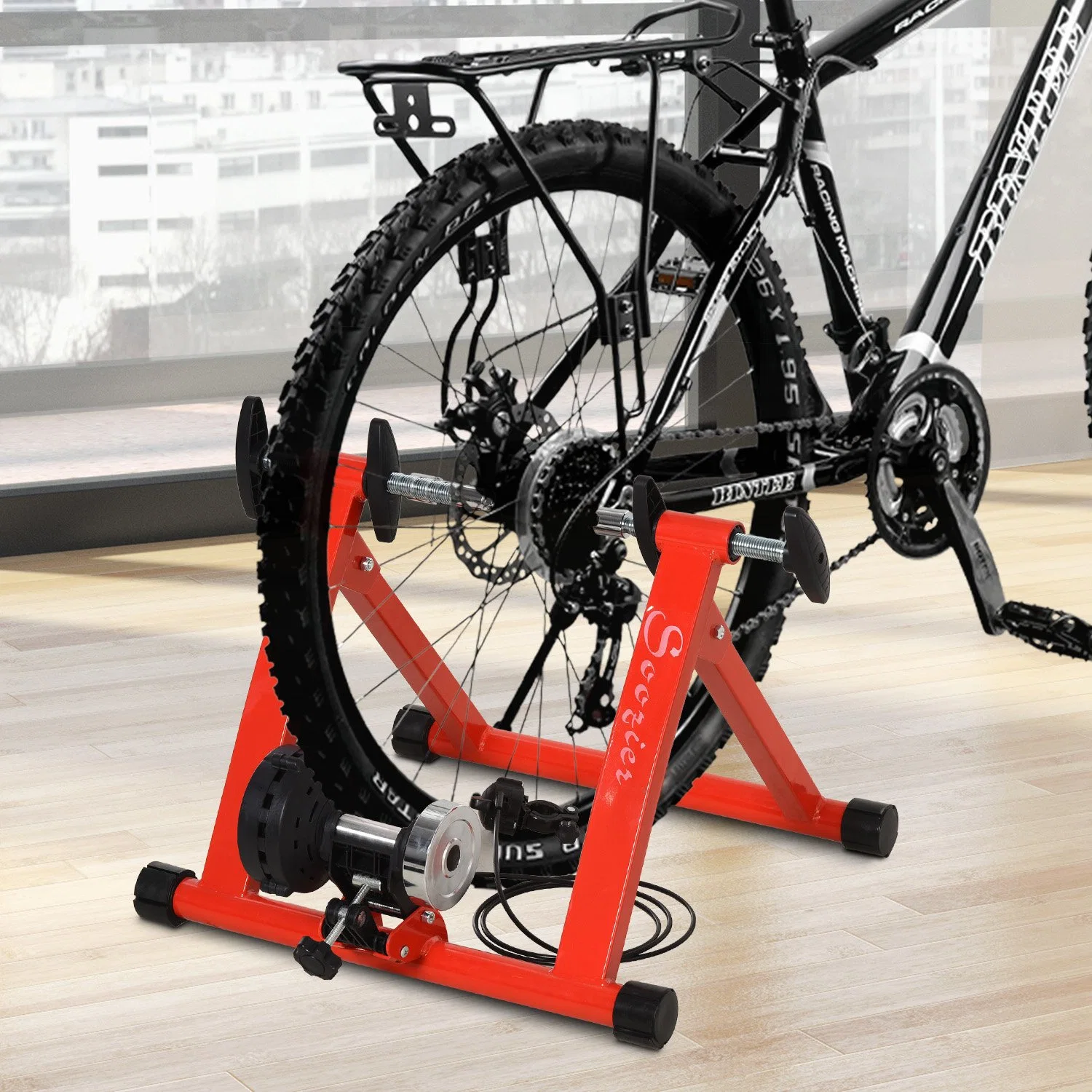 Magnetic Indoor Speed Bike Trainer with 8 Levels of Resistance & Bar Mounted Remote Control