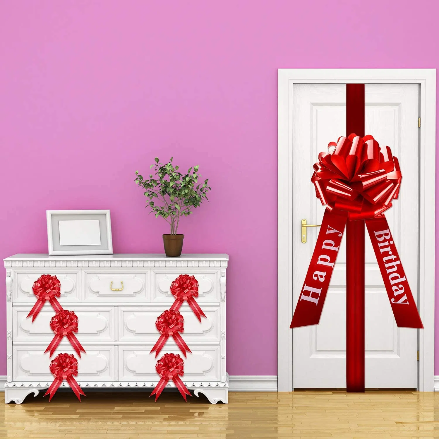 Free Sample Wholesale/Supplier PP Gift Wrapping Bow Red Celebrate Large Door Bows Car Pull Bow