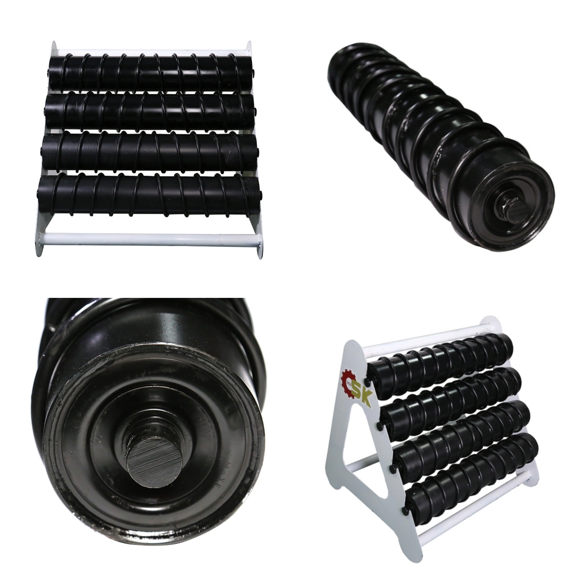 Conveyer Spare Parts Comb Spiral Screwed Centering Aligning Adjusting Carring Carrier Return Polymer PE PU Rubber Buffer Impact Steel Belt Conveyor Roller