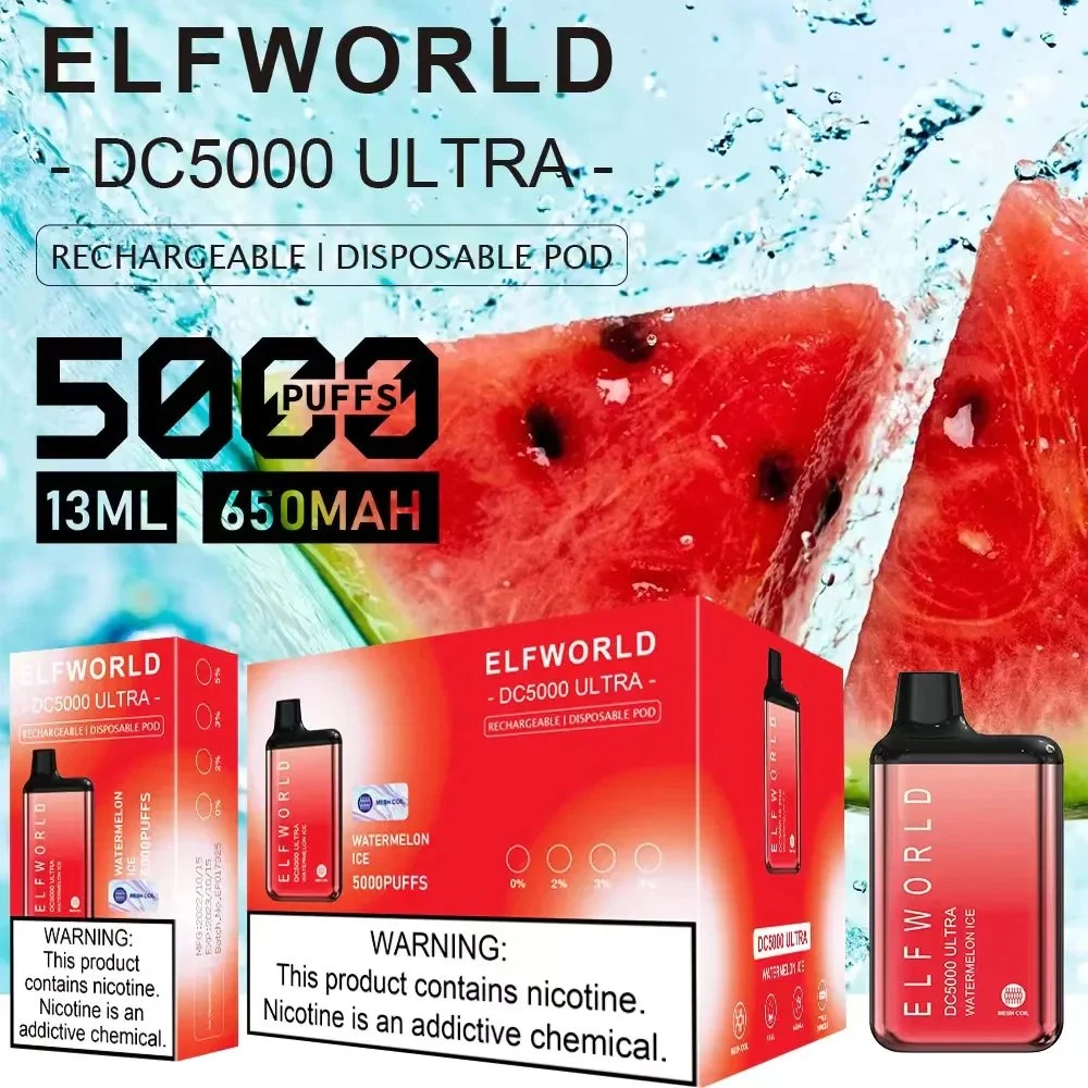 Prix Wholsale Elfworld DC5000 bouffées de cigarette électronique rechargeable Ultra 13ml E-Liquide Vape Elfworld Pen