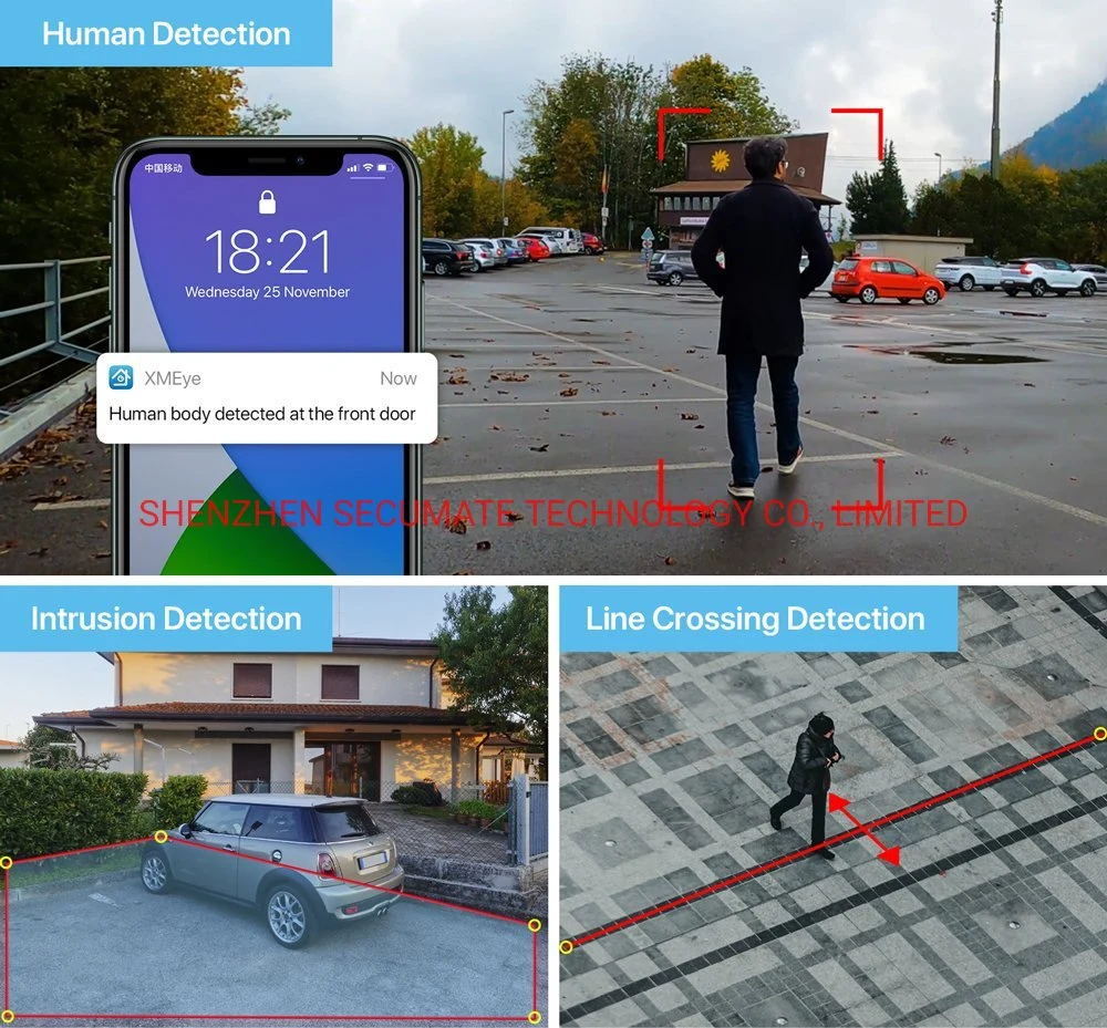 Verdadera tecnología WDR Ai Seguridad de detección humana y de coches CCTV 5MP Cámara domo de metal Starlight IP