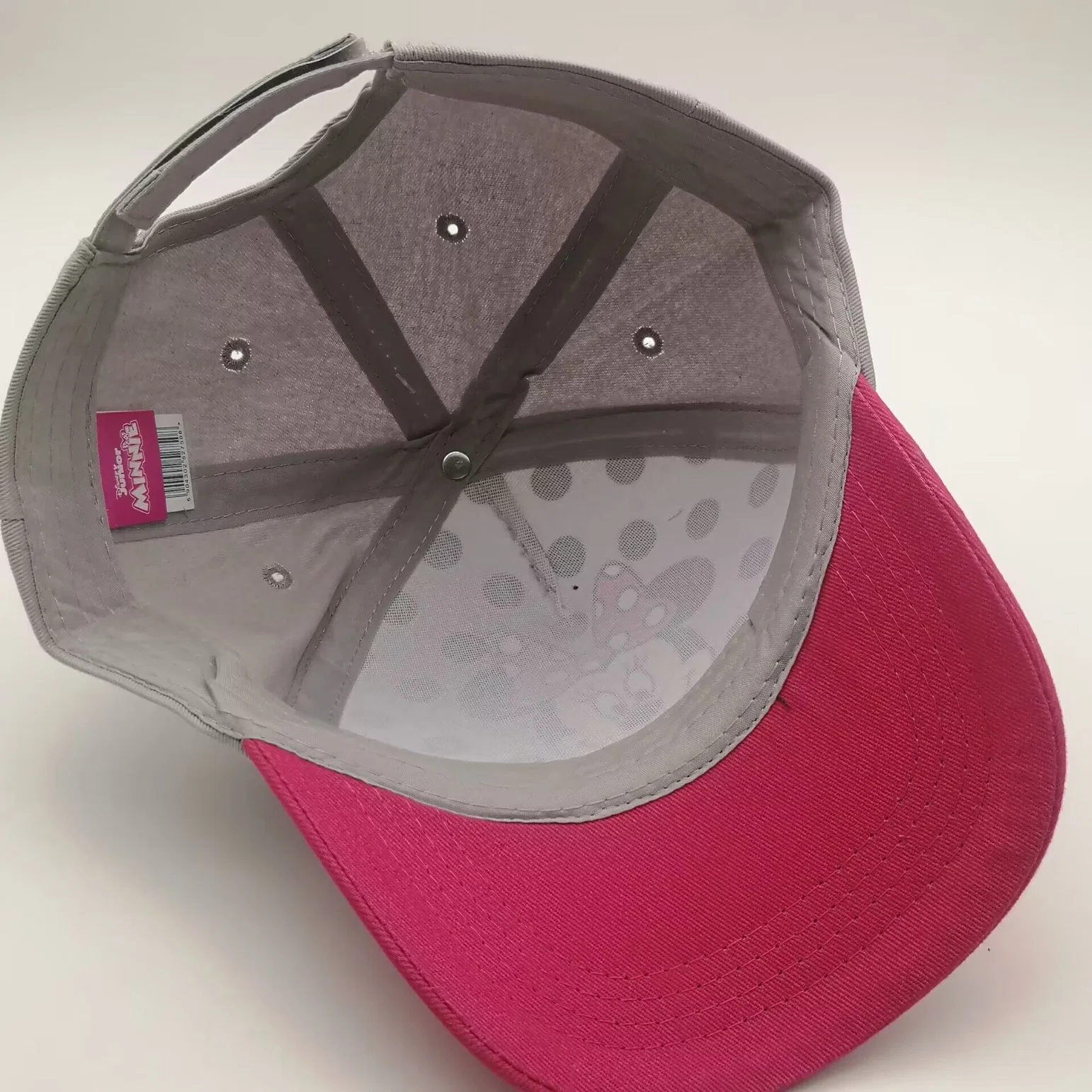 Girls Gray and Pink Disney Minne Mouse Print Outdoor Baseball Cap