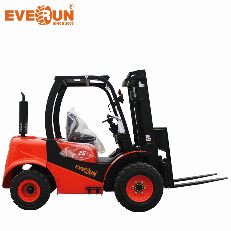 Everun New Chinese Ertf25 2.5طن جيبا الصناعية جميع Terrain Wheel ديزل صغير شاحنة رافعة شوكية سعر ماكينة أوكازيون