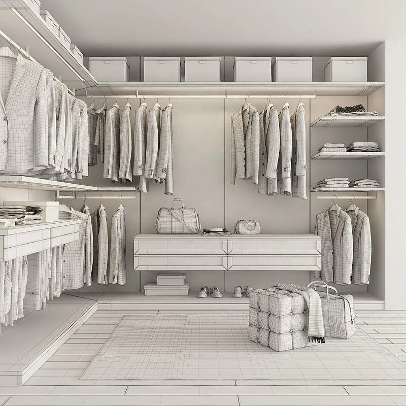 Simple Design Classical Walk in Closet Without Doors Wardrobes