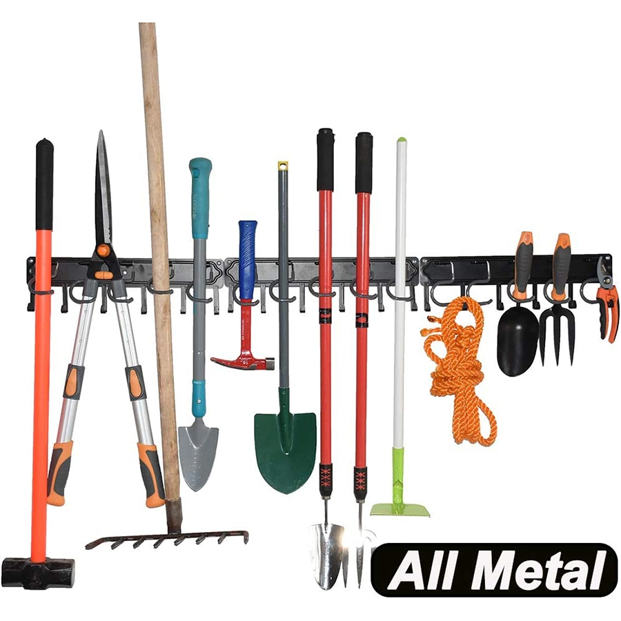 Jh-Mech S Hook Black All Metal Garden Tool Storage Rack